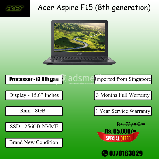 Acer Aspire E15 (8TH Generation) - Display 15.6