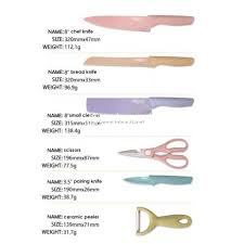Kitchen Colorful Knife Set 7 PCS Non-Stick Coating + Chopping pad