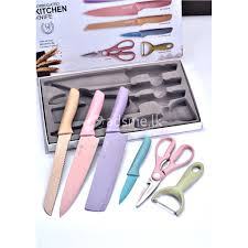 Kitchen Colorful Knife Set 7 PCS Non-Stick Coating + Chopping pad