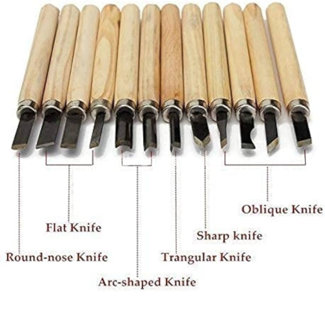 10 pcs Wood Cut Chisels Die Hand Tools Wood Carving Knife Set