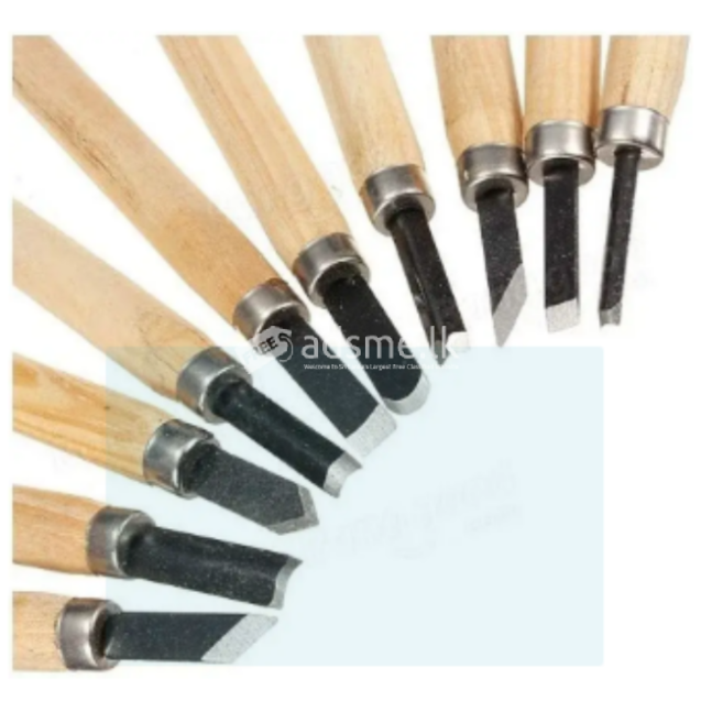 10 pcs Wood Cut Chisels Die Hand Tools Wood Carving Knife Set