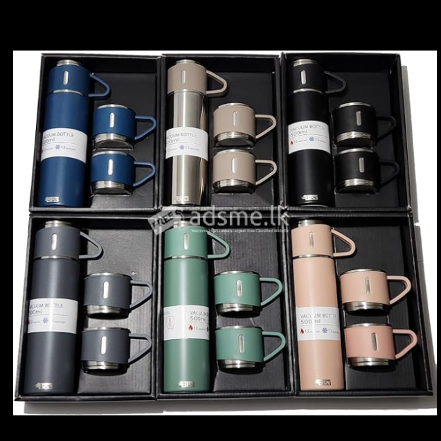 Stainless Steel 500 ML Vacuum Flask/Bottle/Thermos for Hot and Cold Drinks with Three Cups