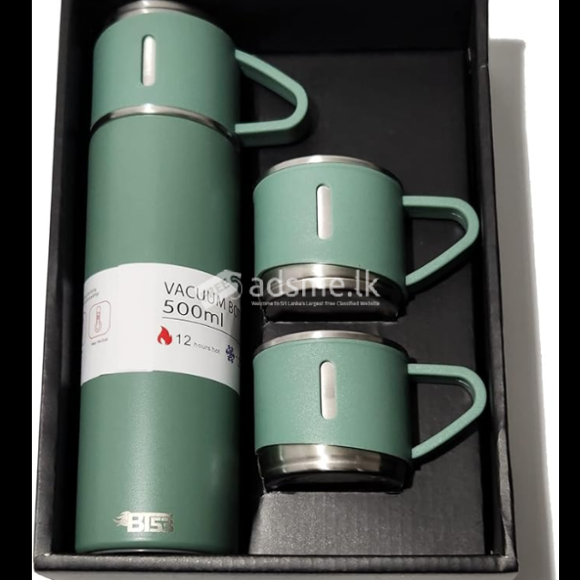 Stainless Steel 500 ML Vacuum Flask/Bottle/Thermos for Hot and Cold Drinks with Three Cups