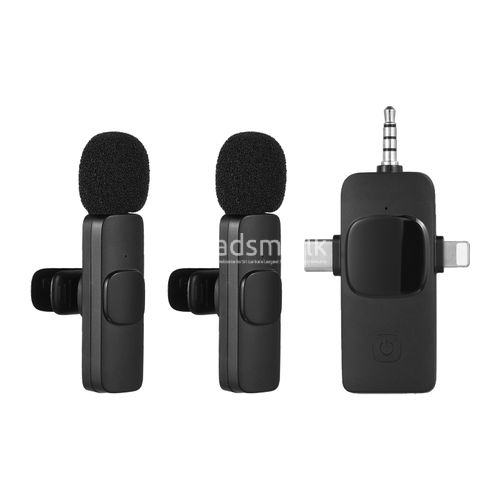 3 in 1 Wireless Collar Mic Dual Clip Mobile Phone USB