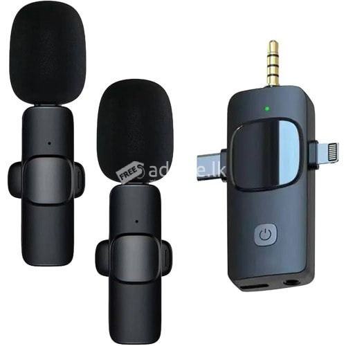 3 in 1 Wireless Collar Mic Dual Clip Mobile Phone USB