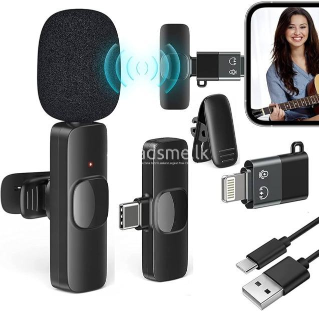 3 in 1 Wireless Collar Mic Dual Clip Mobile Phone USB
