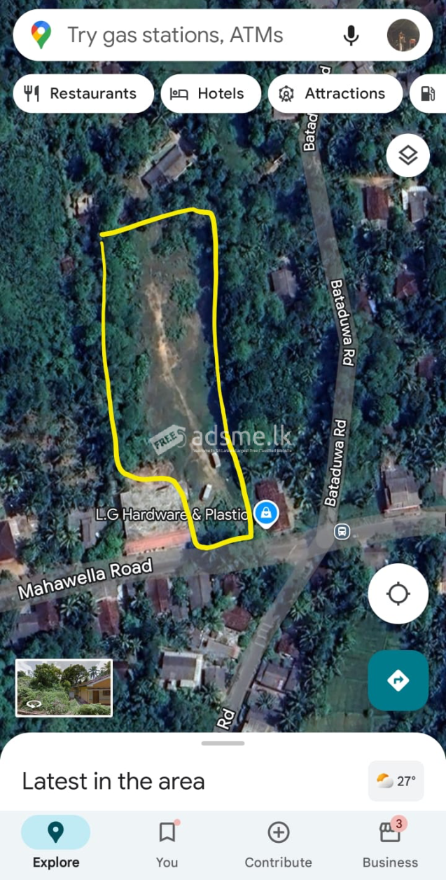 බද්දේගම ගිනිමැල්ලගහ කිරිවැල්ලගහ 243ක ඉඩමක් විකිනීමට