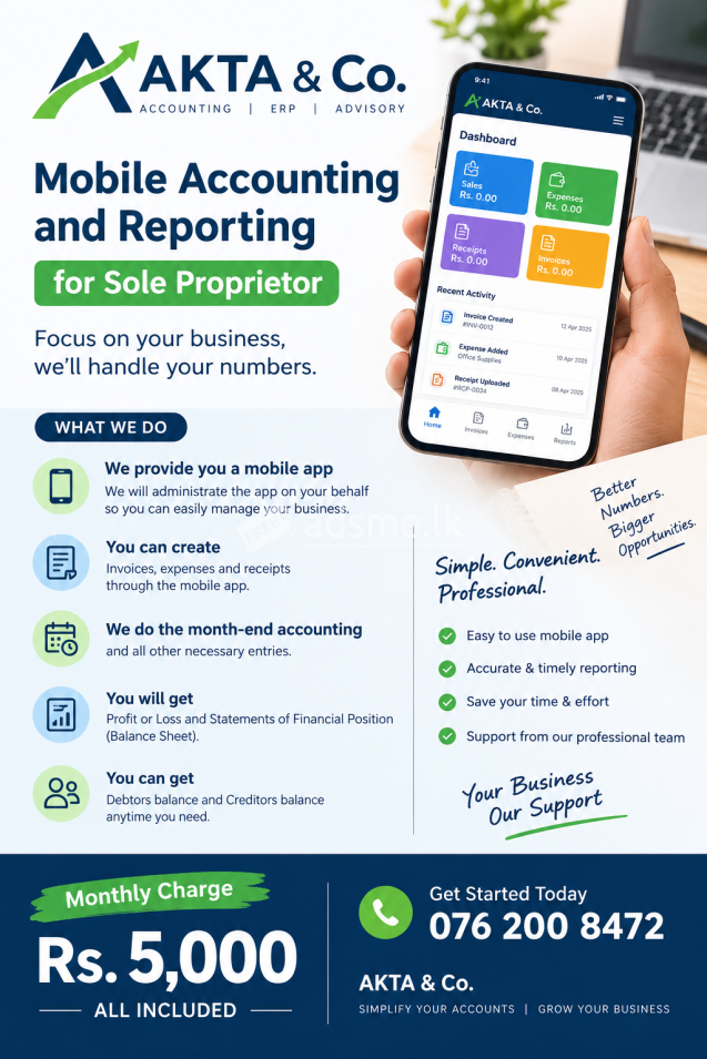 Mobile Accounting & Reporting for Sole Proprietors – Rs. 5,000/Month