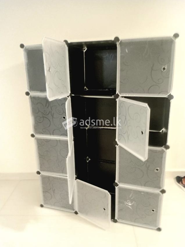 DIY- 12 Cubes Storage- Wardrobe Cupboard , Black & White / Blue Colour