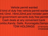 Vehicle permit wanted