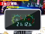 12V-24VM10 2in1 LCD Car Digital Gauge Set Voltage Pressure/Water Temp Meter with Buzzer Alarm