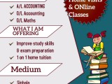 A/L Accounting, O/L Commerce,English and Maths