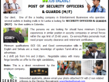 VACANCY- POST OF SECURITY OFFICERS & GUARDS (M/F)