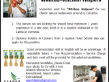 Wanted–Kitchen Helpers