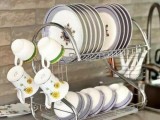 2 Layers Dish Drainer/ Dish Racks With Glass Holders
