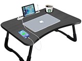 Portable Folding laptop Table with 4 USB Port/Cup Holder for Bed Couch/Sofa with Free LED Light and USB Fan